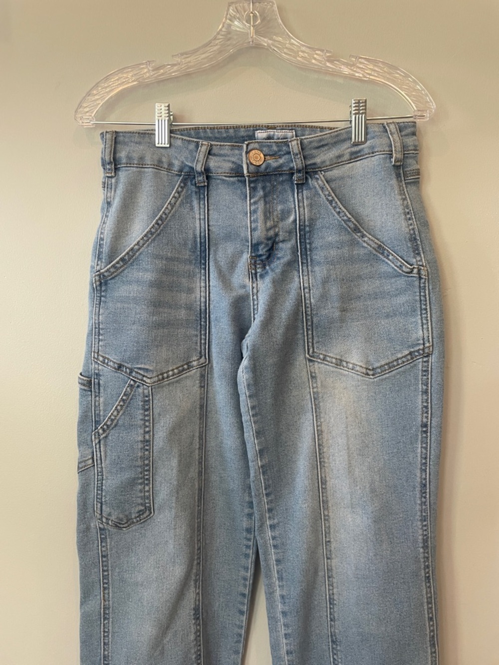GOGO Light Blue Straight-Leg Utility Jeans